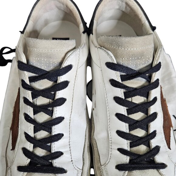 Golden Goose Superstar White Chestnut Brown Star Leather Suede Lace Up Sneaker - Picture 3 of 14